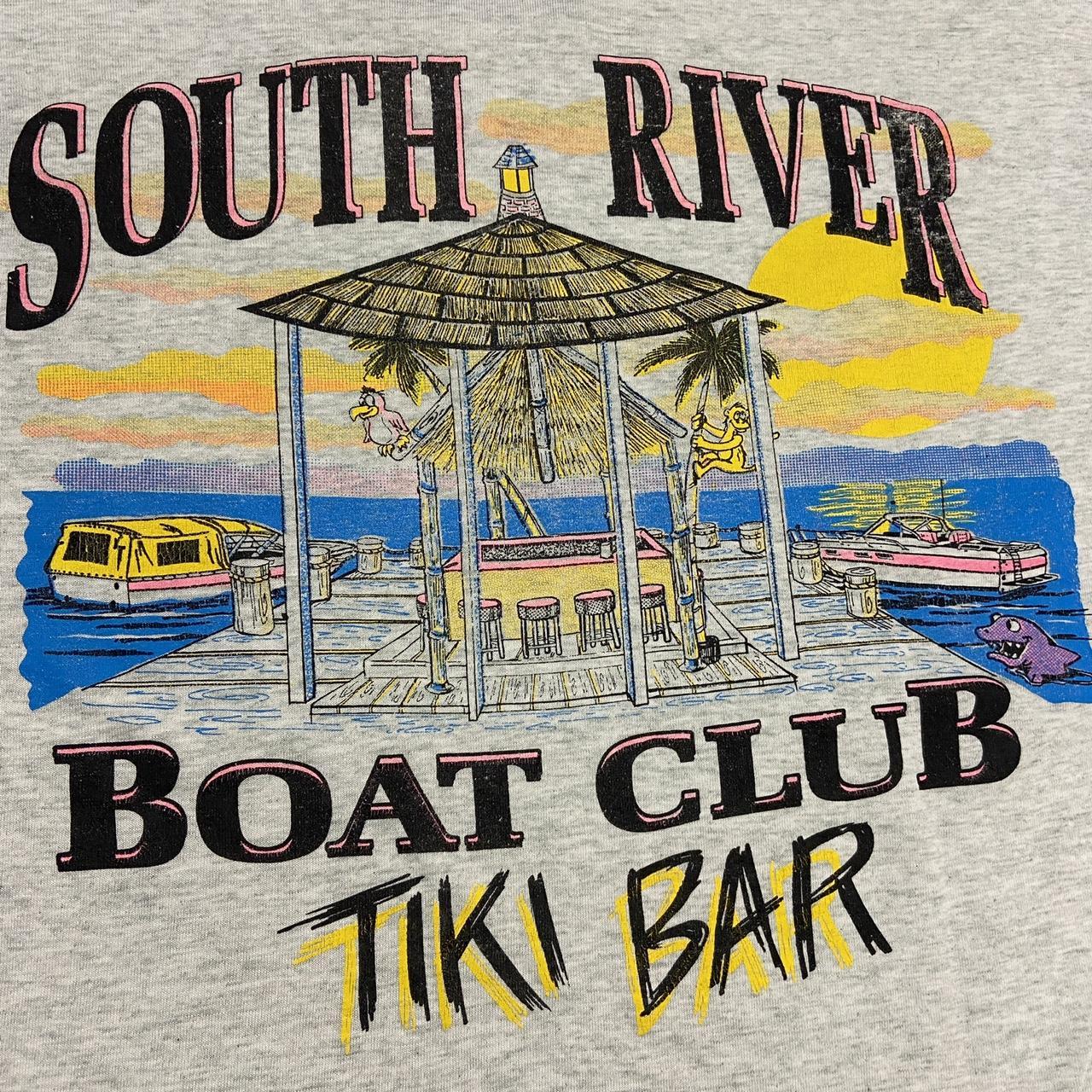 Vintage 90s USA South River boat club tiki bar New Jersey yacht sailing graphic t-shirt