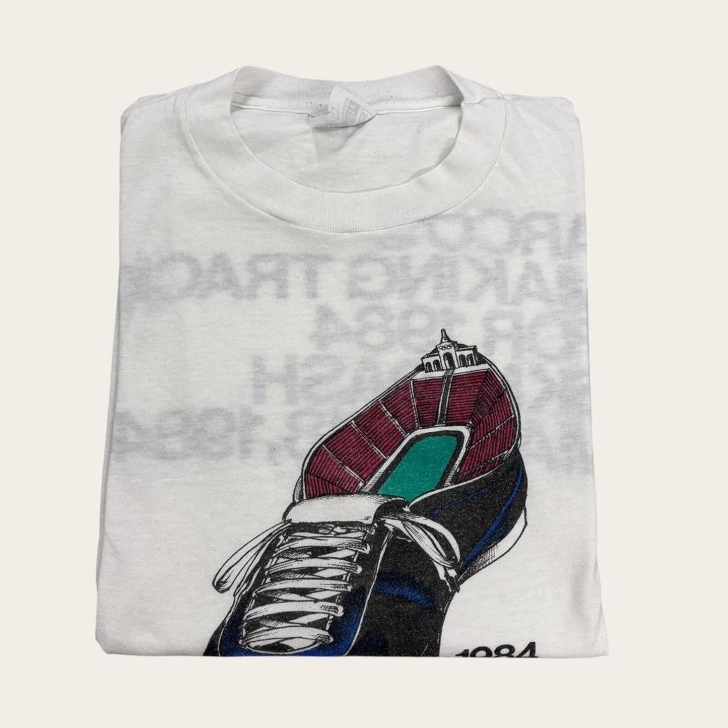 Vintage 80s USA Los Angeles Olympics summer games athletics Arco oil t-shirt