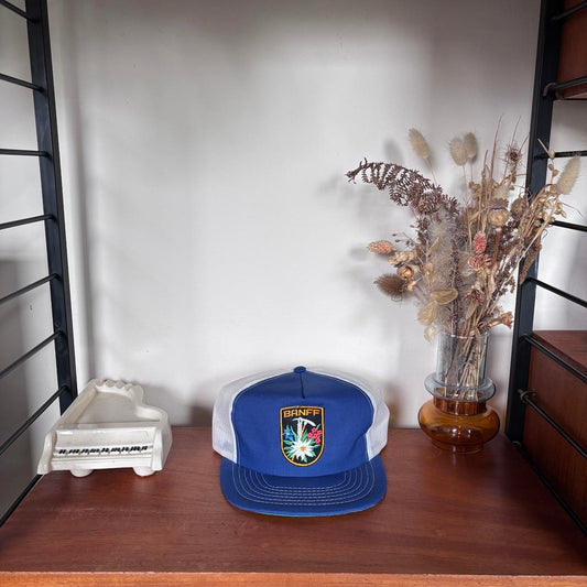 Vintage 90s Banff Canada tourist souvenir graphic trucker cap