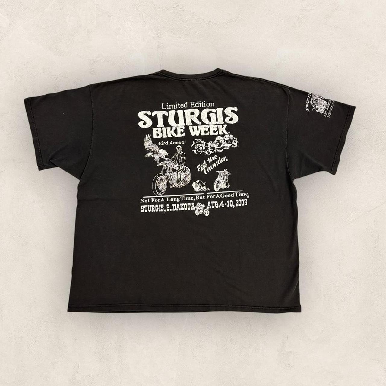 Vintage Y2K Sturgis motorbike week South Dakota motorcycle graphic t-shirt