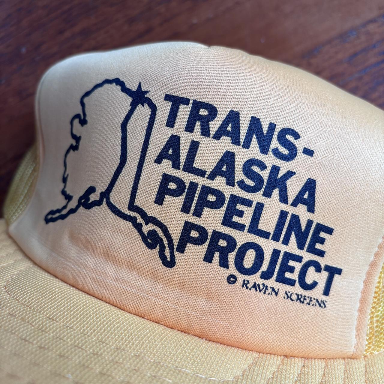 Vintage 90s USA Trans Alaska pipeline project graphic trucker cap
