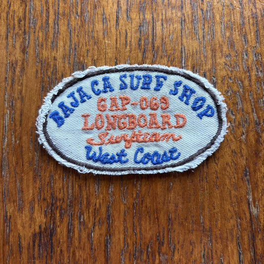 Vintage 90s USA Baja surf shop California longboard surf team embroidered patch