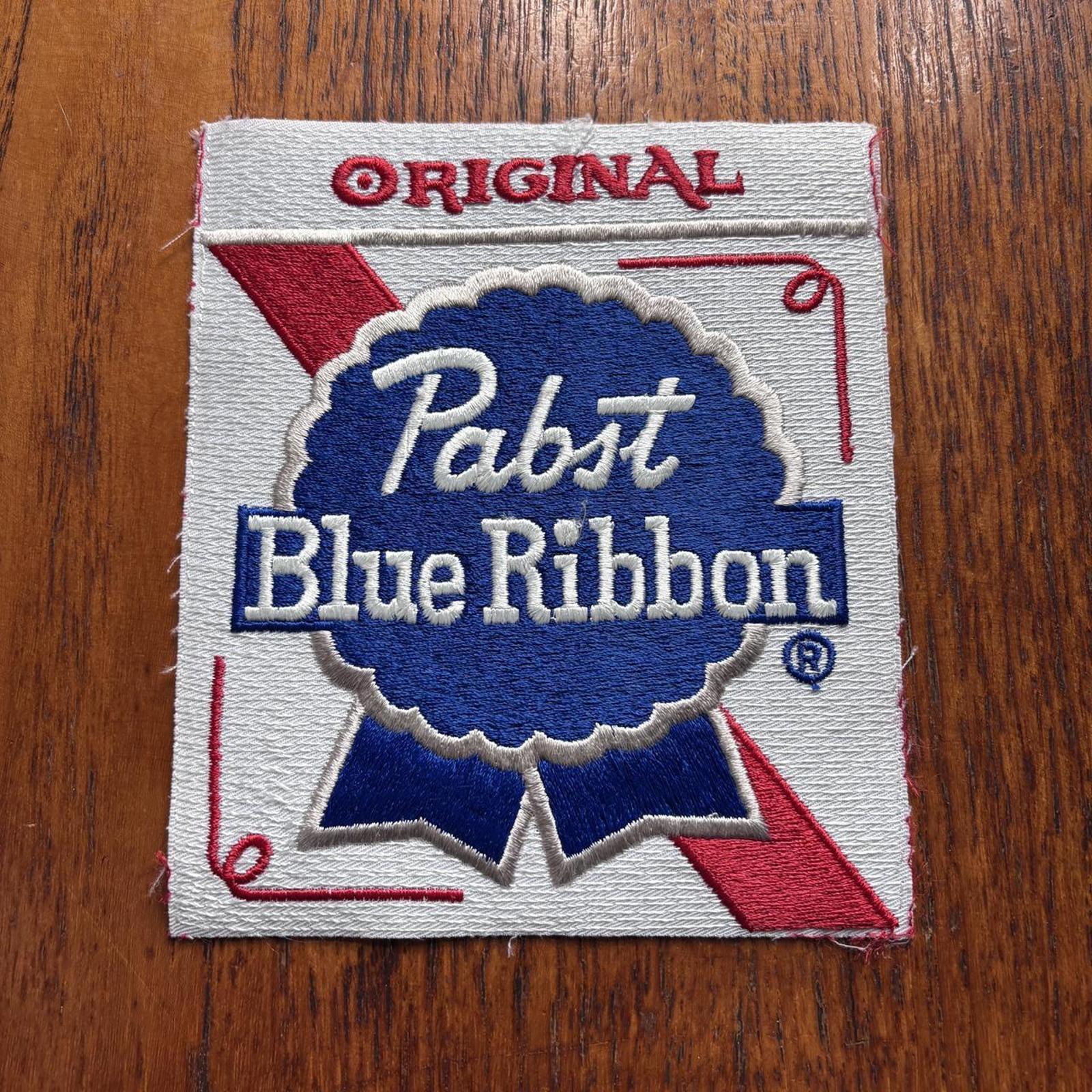 Vintage 90s USA Pabst beer blue ribbon alcohol large embroidered patch ...