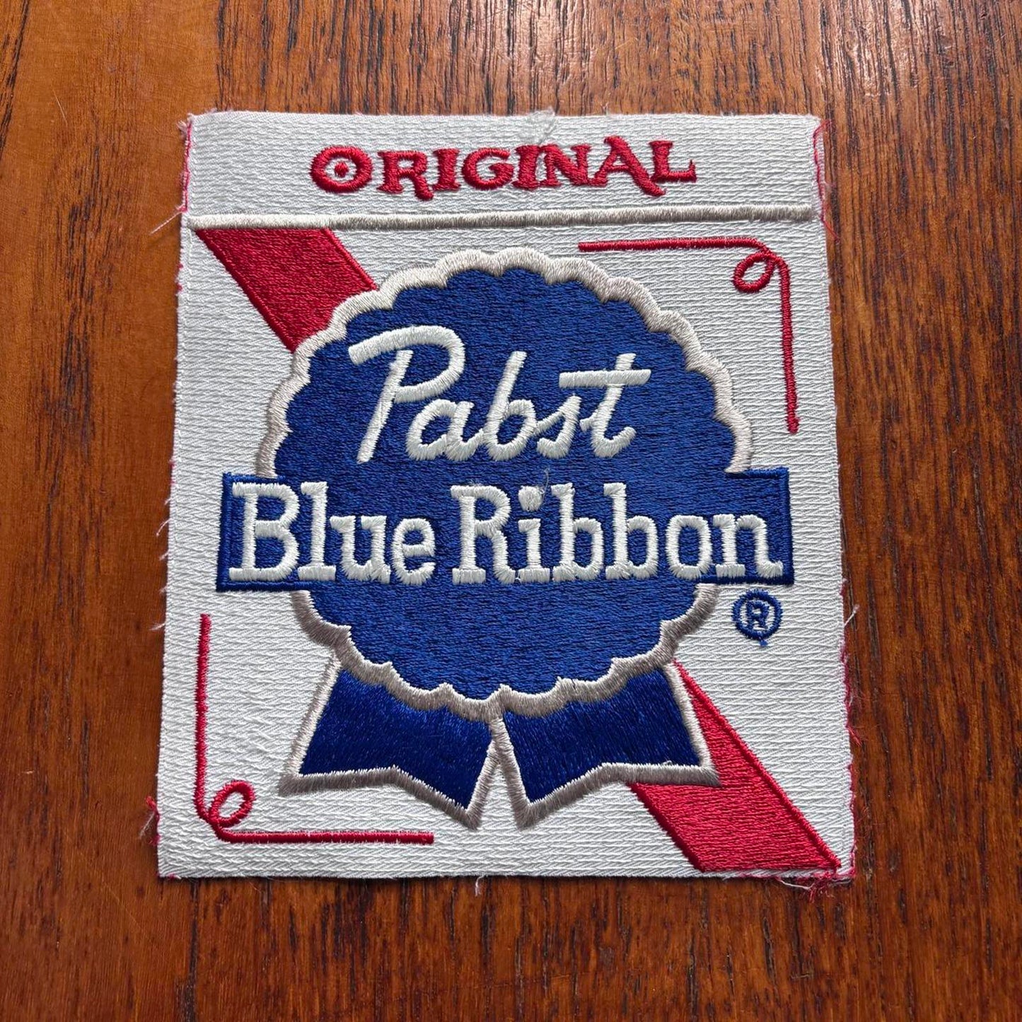 Vintage 90s USA Pabst beer blue ribbon alcohol large embroidered patch