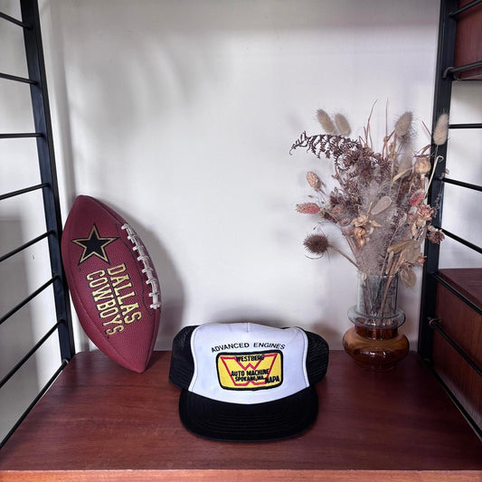 Vintage 90s USA Westberg auto machine advanced engines Spokane graphic trucker cap