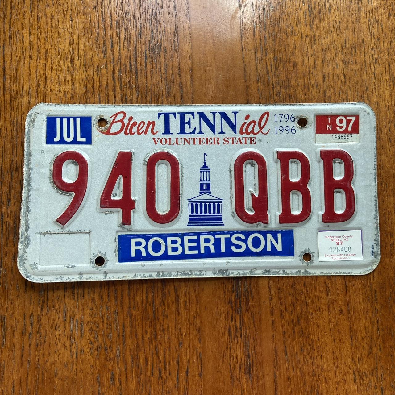 Vintage 90s USA Tennessee volunteer state Nashville Memphis American license plate