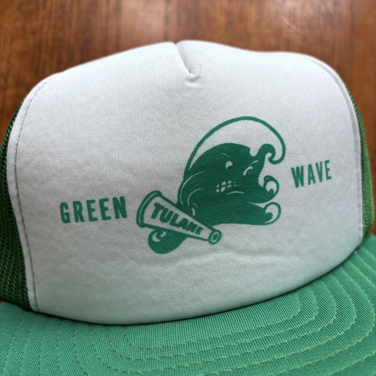 Vintage 90s USA Tulane University green wave mascot New Orleans Louisiana trucker cap
