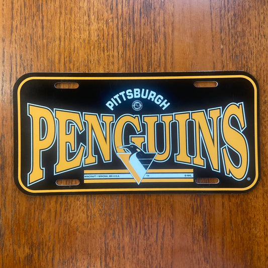 Vintage 90s USA Pittsburgh Penguins NHL ice hockey promotional American license plate