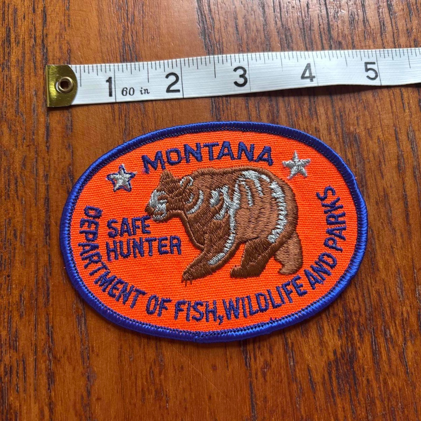 Vintage 90s USA Montana safe hunter department of wildlife embroidered patch