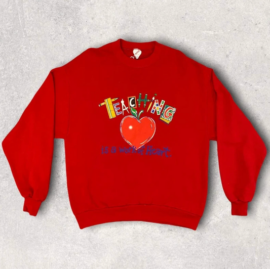Vintage 90s USA Teaching is a work of heart graphic sweatshirt