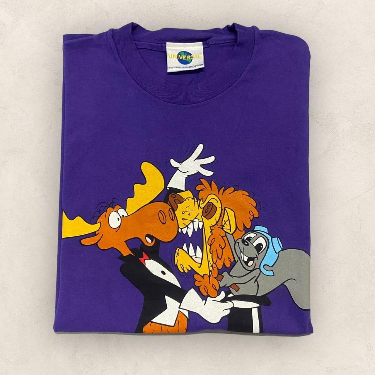 Vintage 90s USA Universal Studios Rocky & Bullwinkle film movie cartoon graphic t-shirt