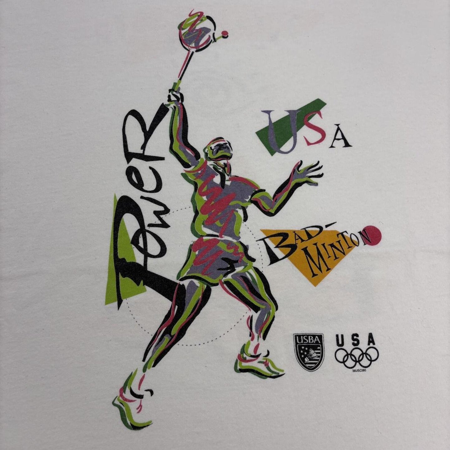 Vintage 90s USA Olympic badminton team racquet sport graphic t-shirt