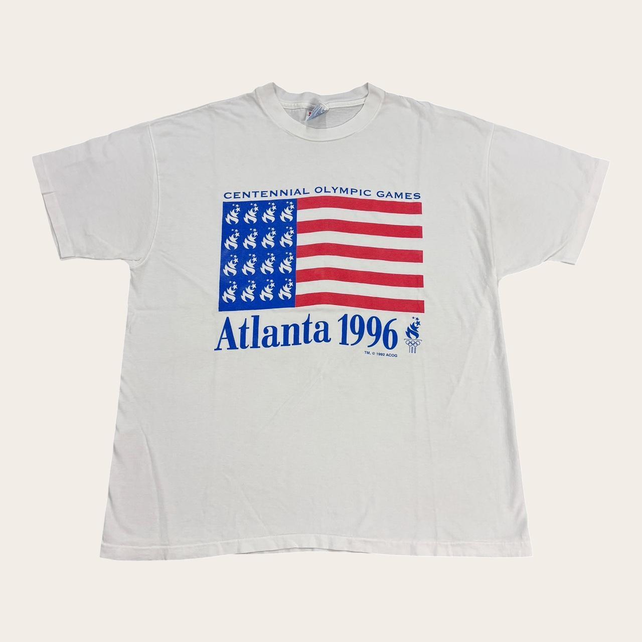 Vintage 90s USA Atlanta Olympics summer games athletics flag graphic t-shirt