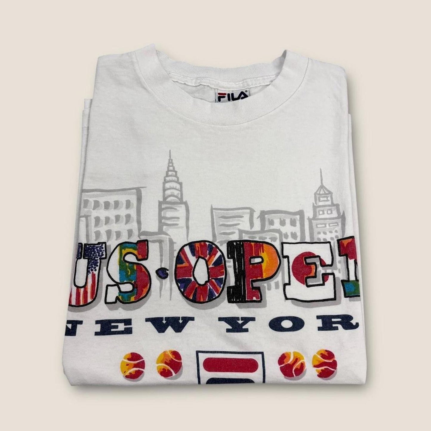 Vintage 90s US Open tennis tournament New York Fila promotional t-shirt