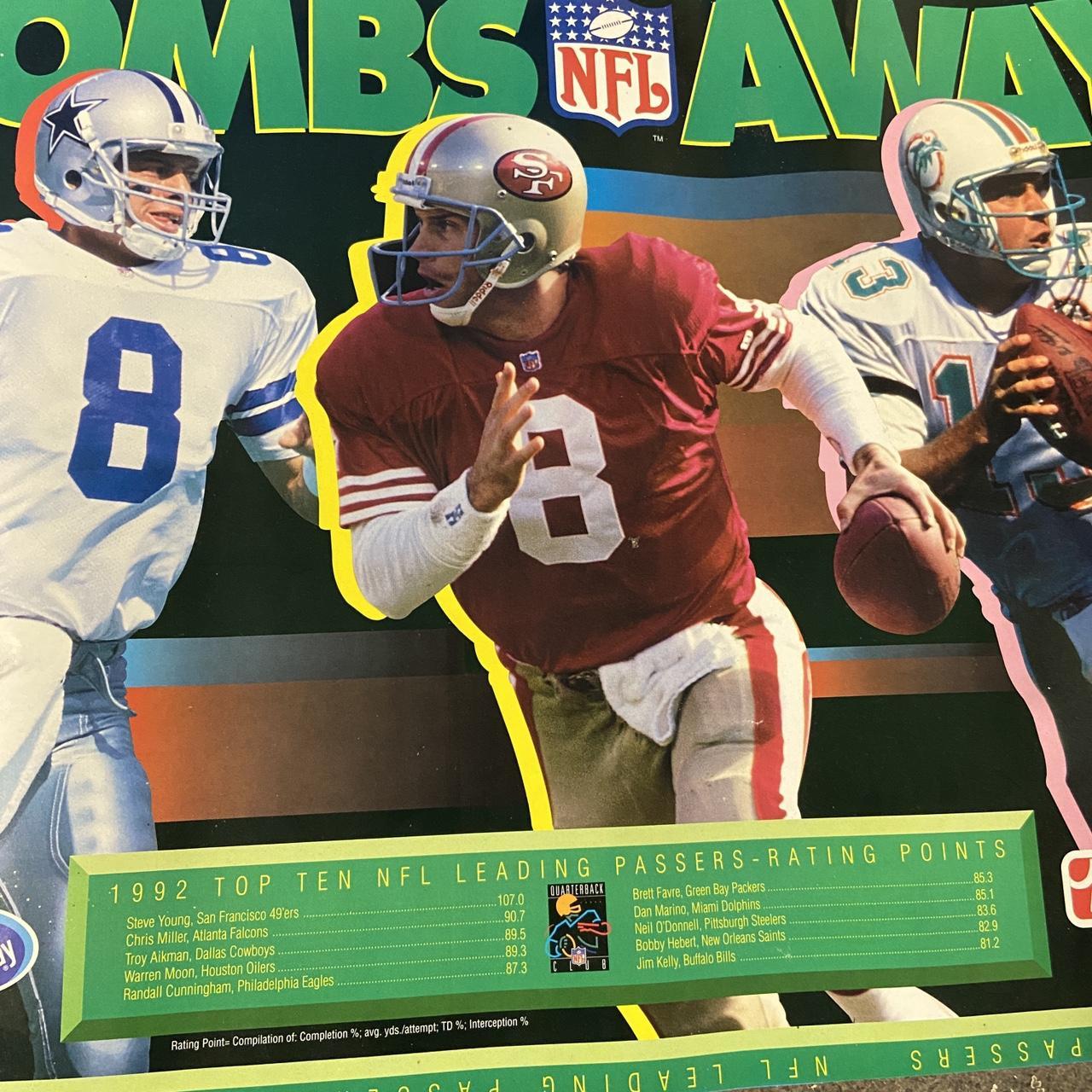 Vintage 90s USA NFL American Football leading league passers Quarterback promotional poster