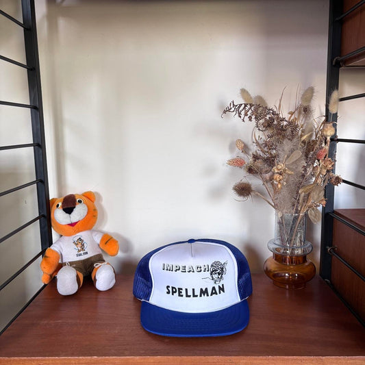 Vintage 90s USA impeach Spellman pirate graphic trucker cap