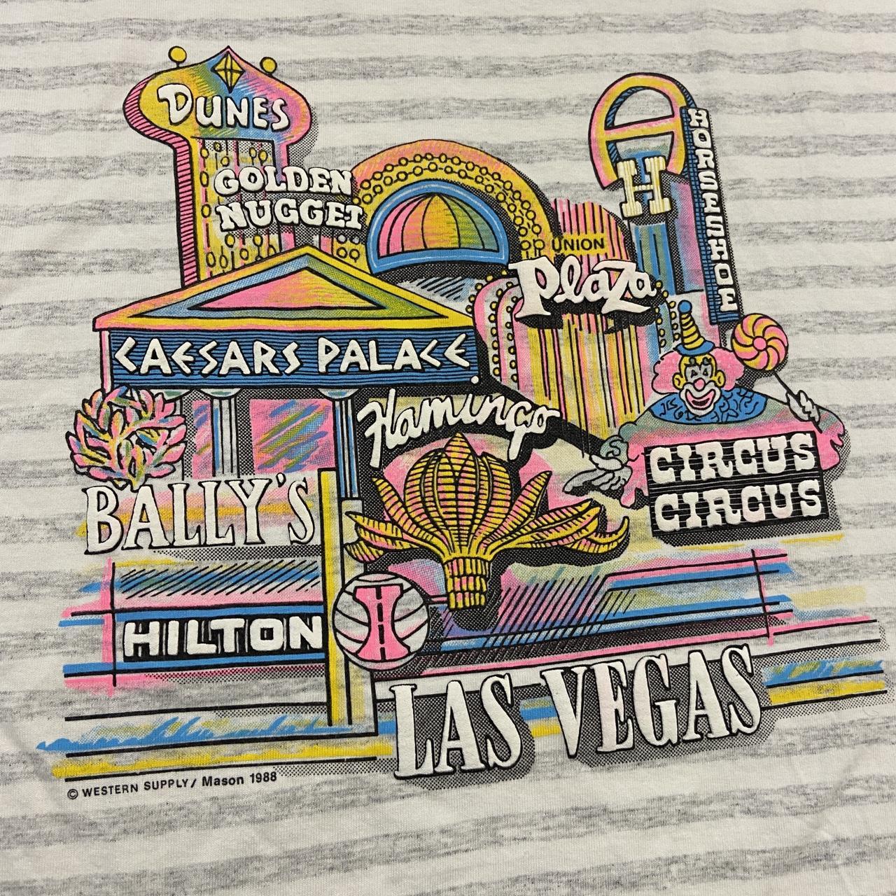 Vintage 80s USA Las Vegas strip hotel casino promotional graphic t-shirt