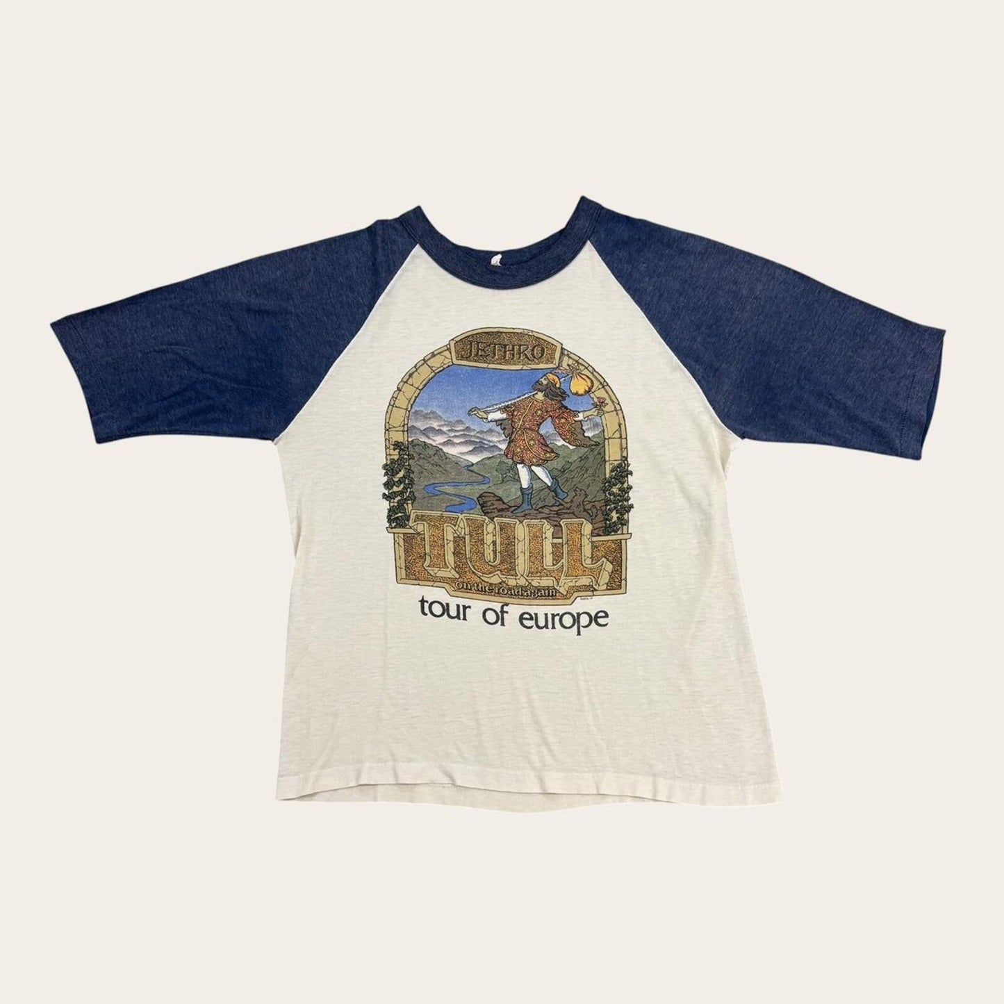 Vintage 70s Jethro Tull on the road again tour of Europe rock music band t-shirt