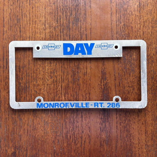 Vintage 90s Day Chevrolet dealership Pennsylvania American license plate holder