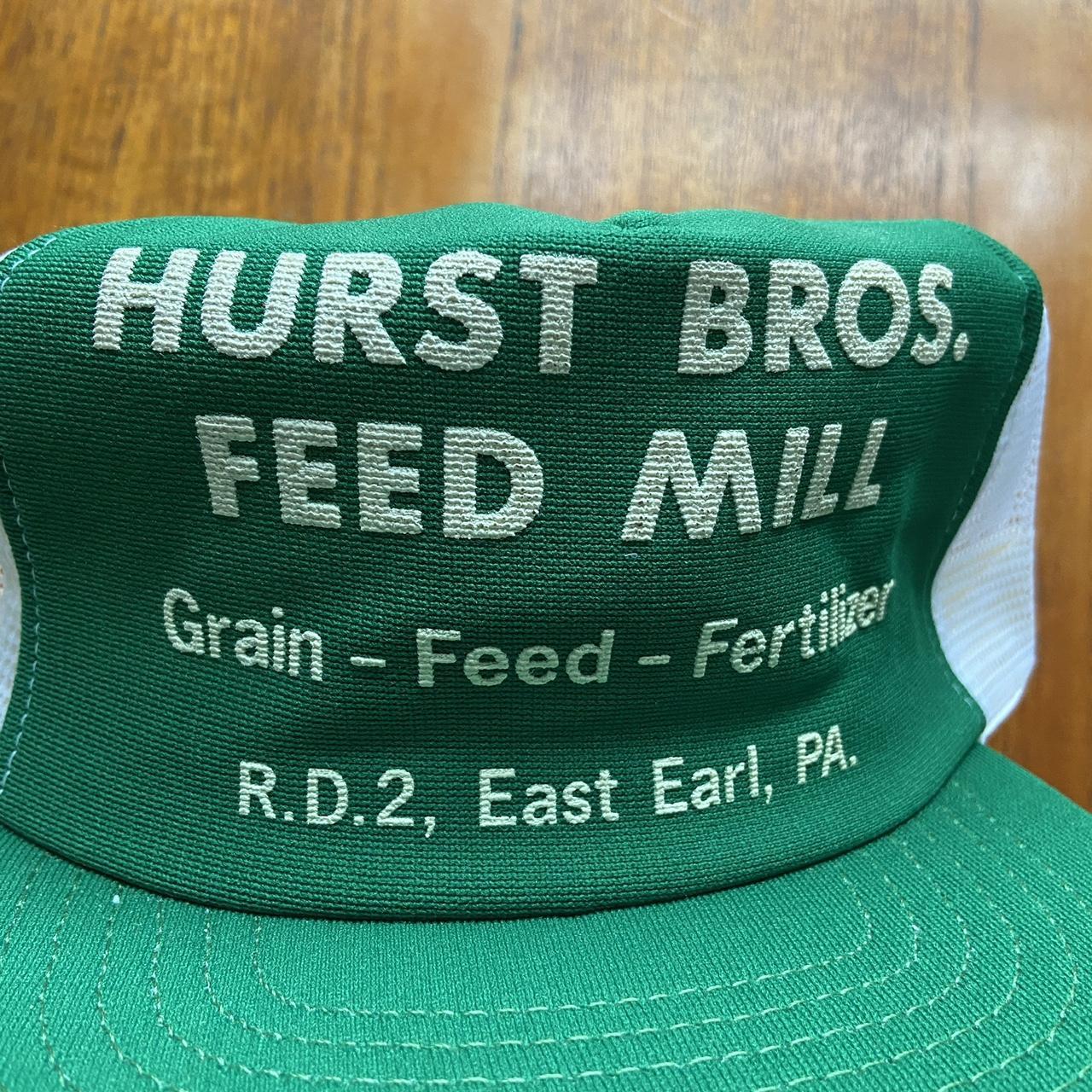 Vintage 90s USA Hurst Bros feed mill farming agriculture Pennsylvania graphic trucker cap