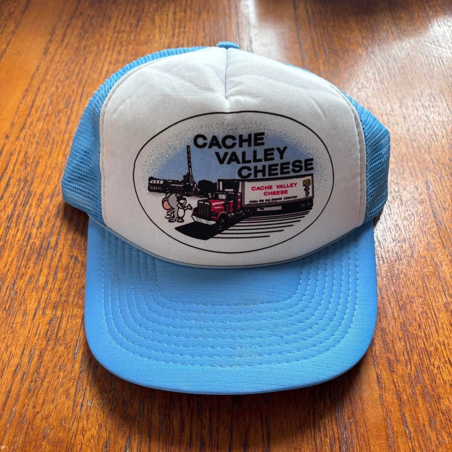Vintage 90s USA Cache Valley cheese company Utah graphic trucker cap