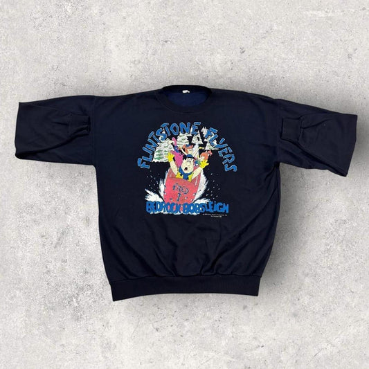 Vintage 80s USA The Flintstones flyers bedrock bobsleigh cartoon sweatshirt