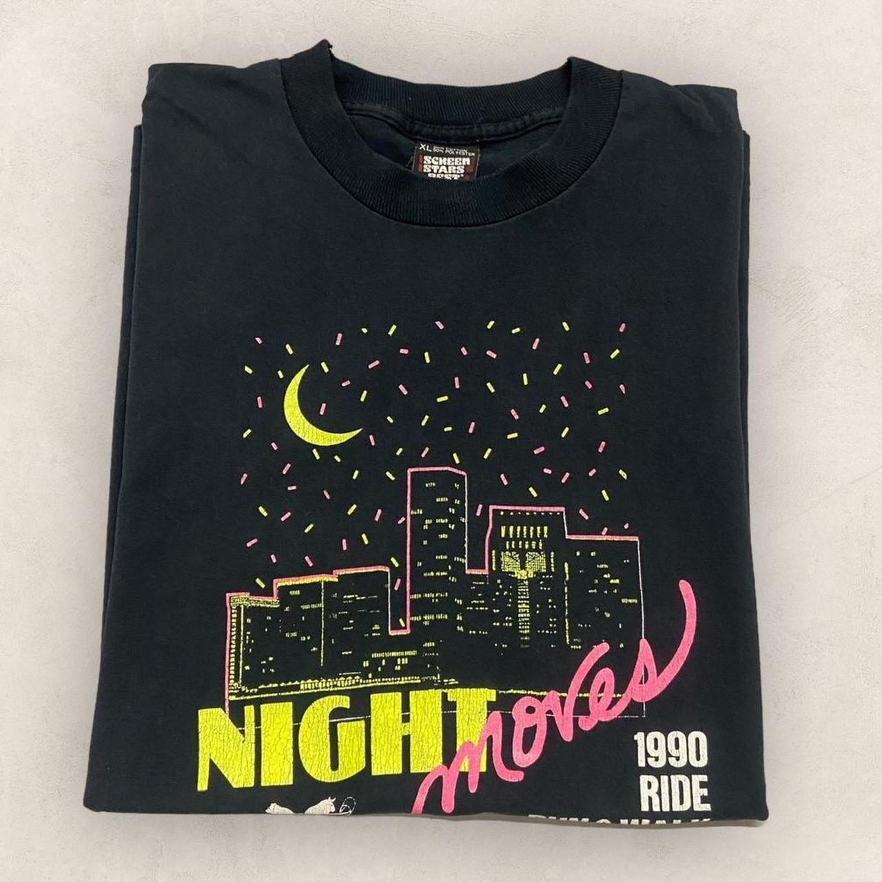 Vintage 90s USA Night moves Louisville ride run & walk city skyline graphic t-shirt