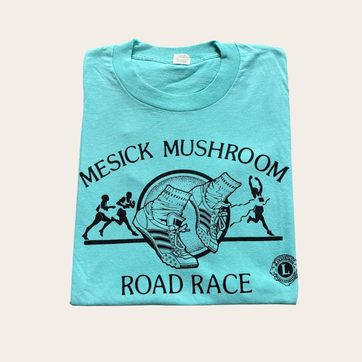 Vintage 90s USA Mesick mushroom festival road race Michigan running t-shirt