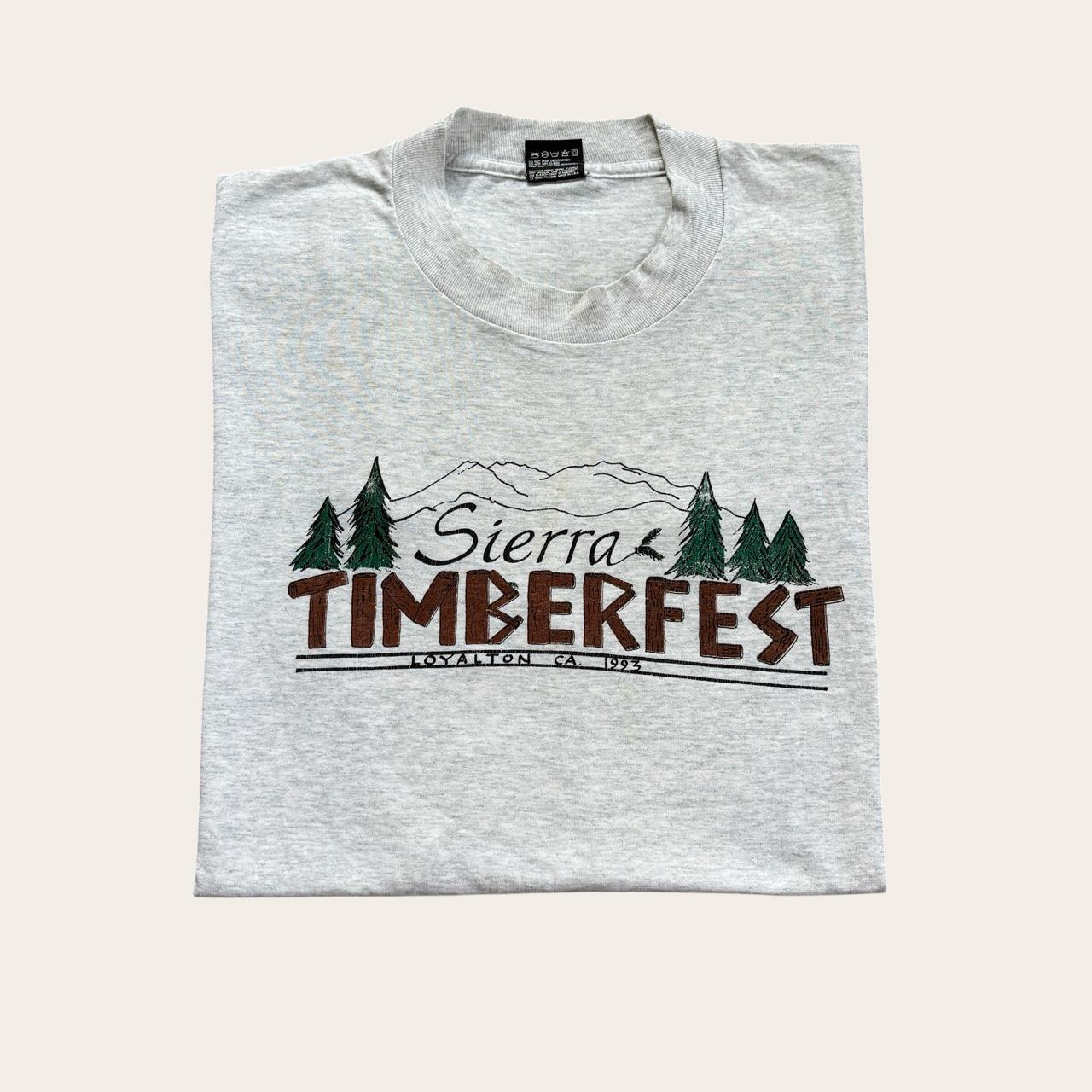 Vintage 90s USA Sierra Timberfest lumberjack logging California souvenir t-shirt