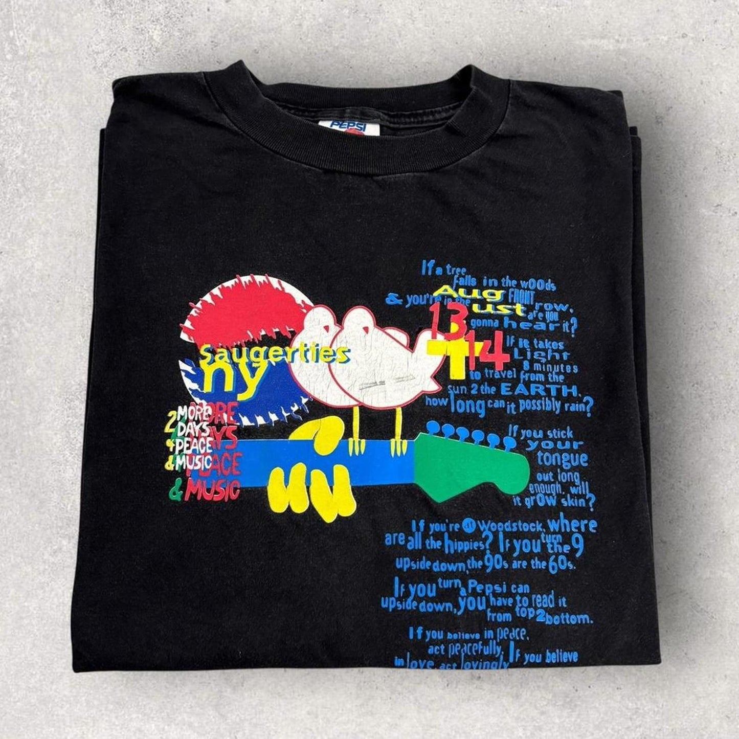 Vintage 90s USA Pepsi Woodstock music festival New York State band t-shirt