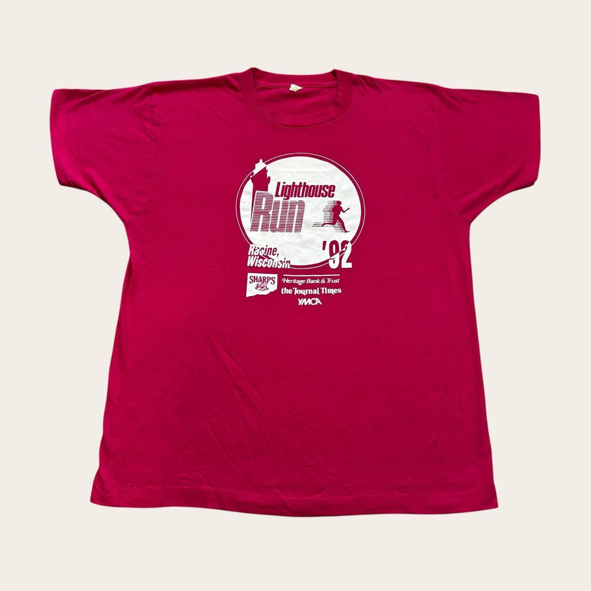 Vintage 90s USA Lighthouse Run Wisconsin running t-shirt