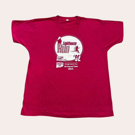 Vintage 90s USA Lighthouse Run Wisconsin running t-shirt