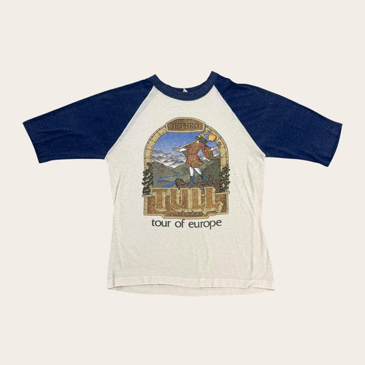 Vintage 70s Jethro Tull on the road again tour of Europe rock music band t-shirt
