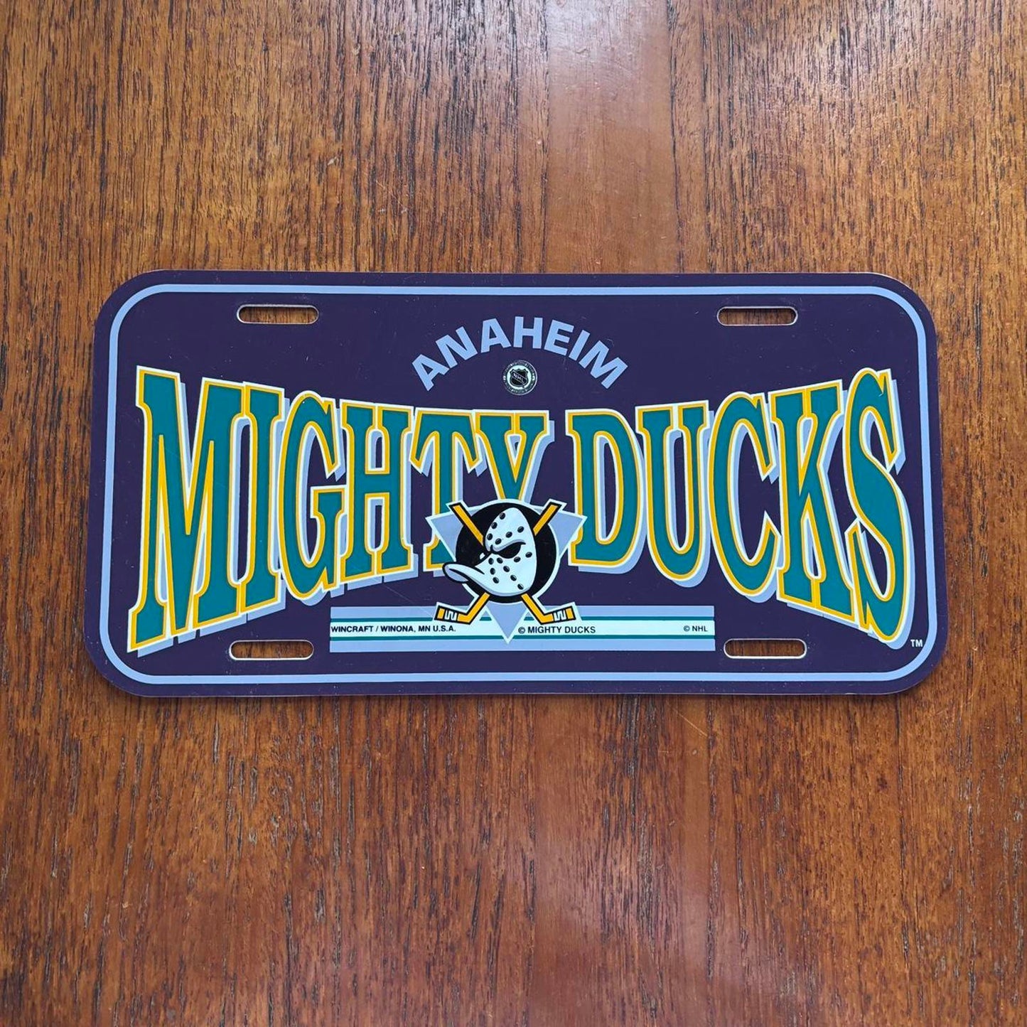 Vintage 90s USA Anaheim Mighty Ducks NHL ice hockey American license plate