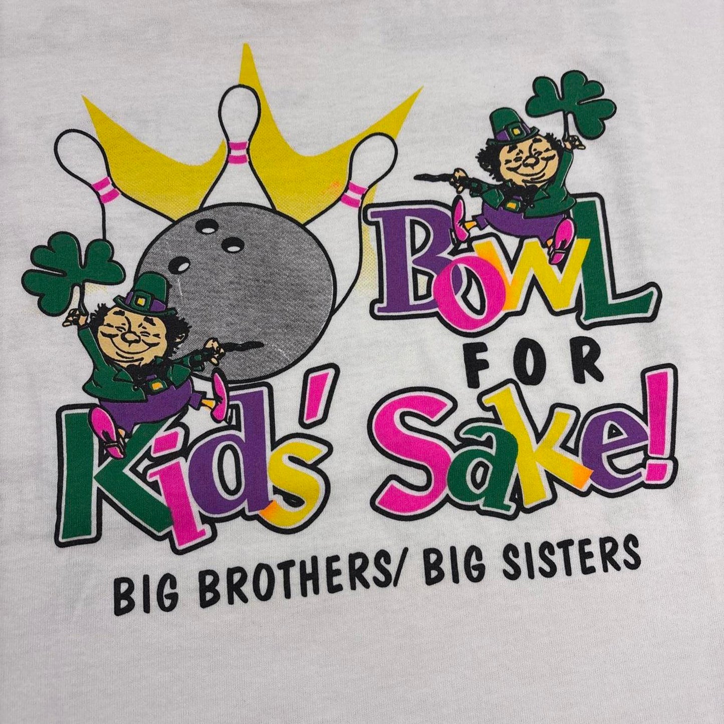 Vintage 90s USA bowling for kids sake  charity fundraiser leprechaun t-shirt