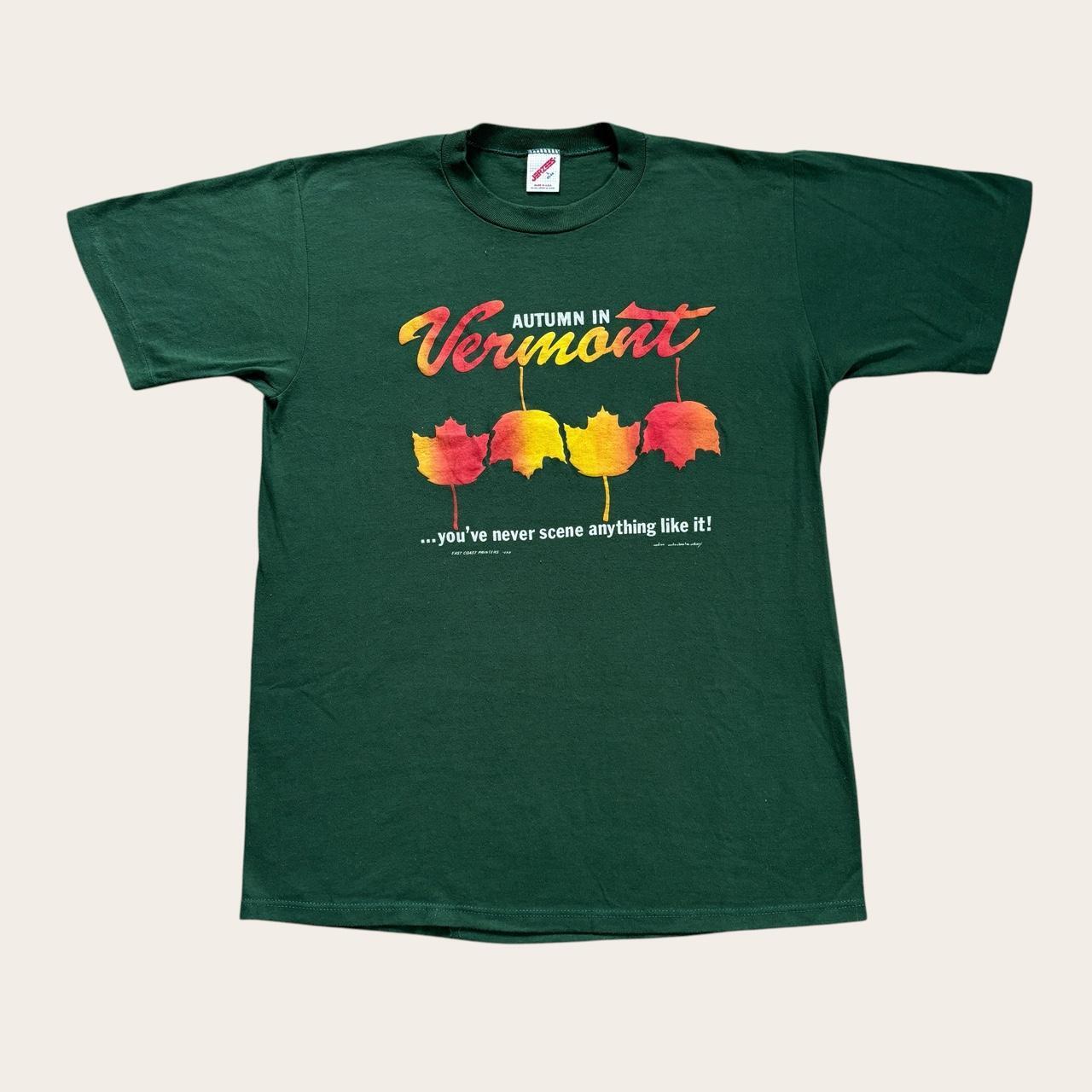 Vintage 90s USA autumn in Vermont fall leaves souvenir t-shirt