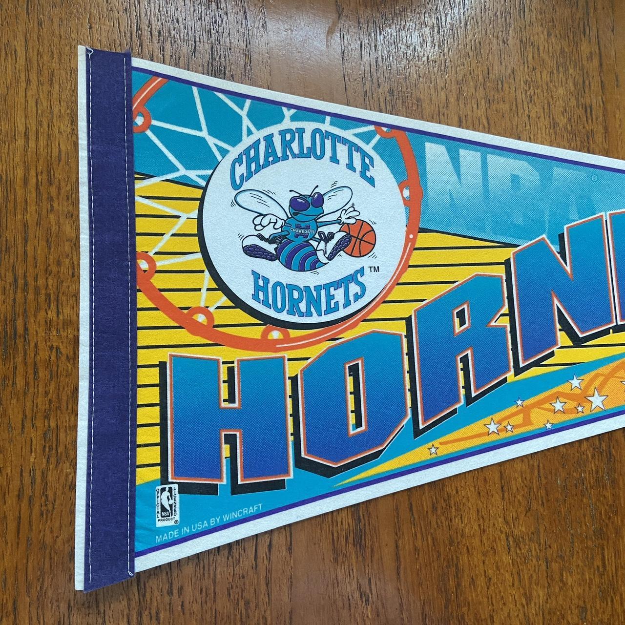 Vintage 90s USA Charlotte Hornets NBA basketball felt pennant