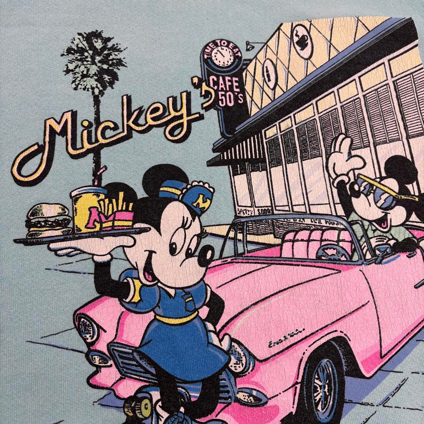 Vintage 90s USA Disney Mickey Mouse diner restaurant cartoon sweatshirt