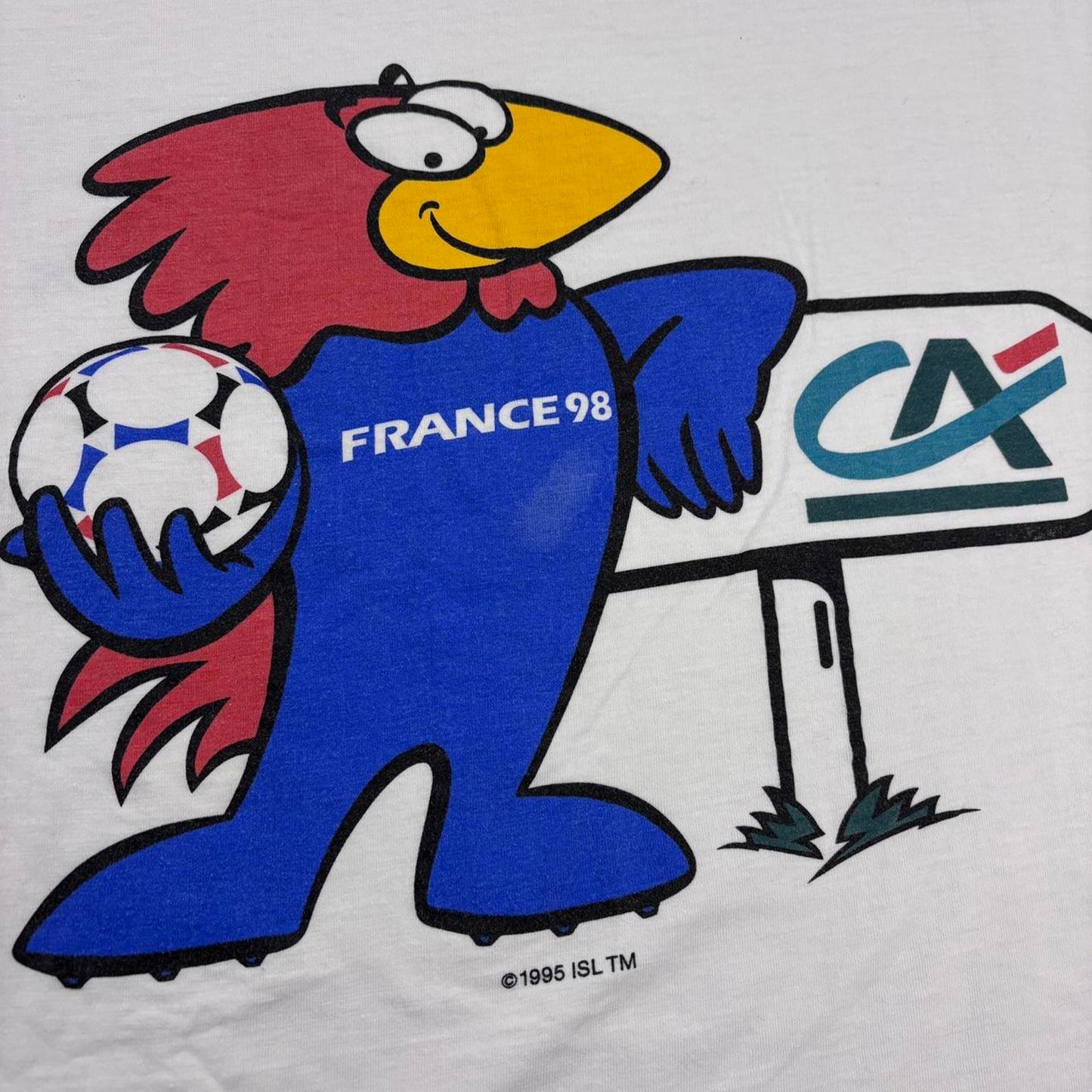 Vintage France 98 World Cup football tournament footix mascot t-shirt