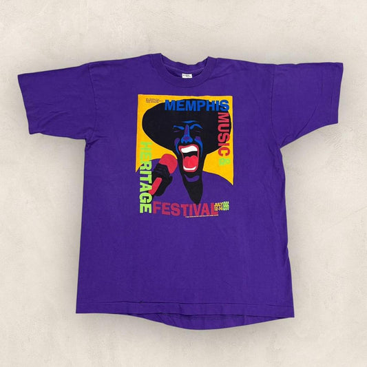 Vintage 90s USA Memphis heritage music festival jazz blues graphic t-shirt