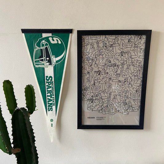 Vintage 90s USA Michigan State Spartans university varsity American Football felt pennant