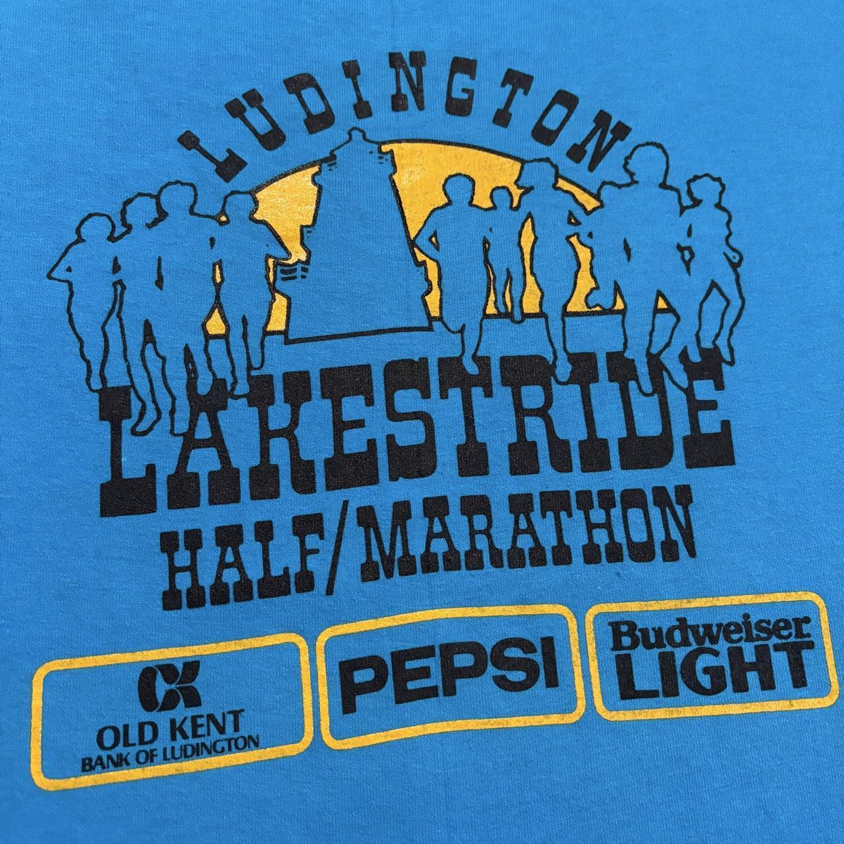 Vintage 80s USA Ludington lakestride marathon Michigan road race running t-shirt