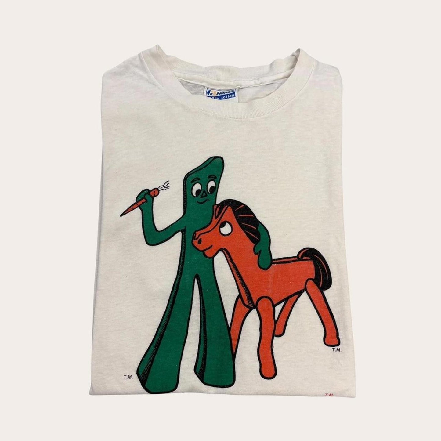 Vintage 80s USA Gumby and Pokey cartoon claymation Movie TV Series t-shirt