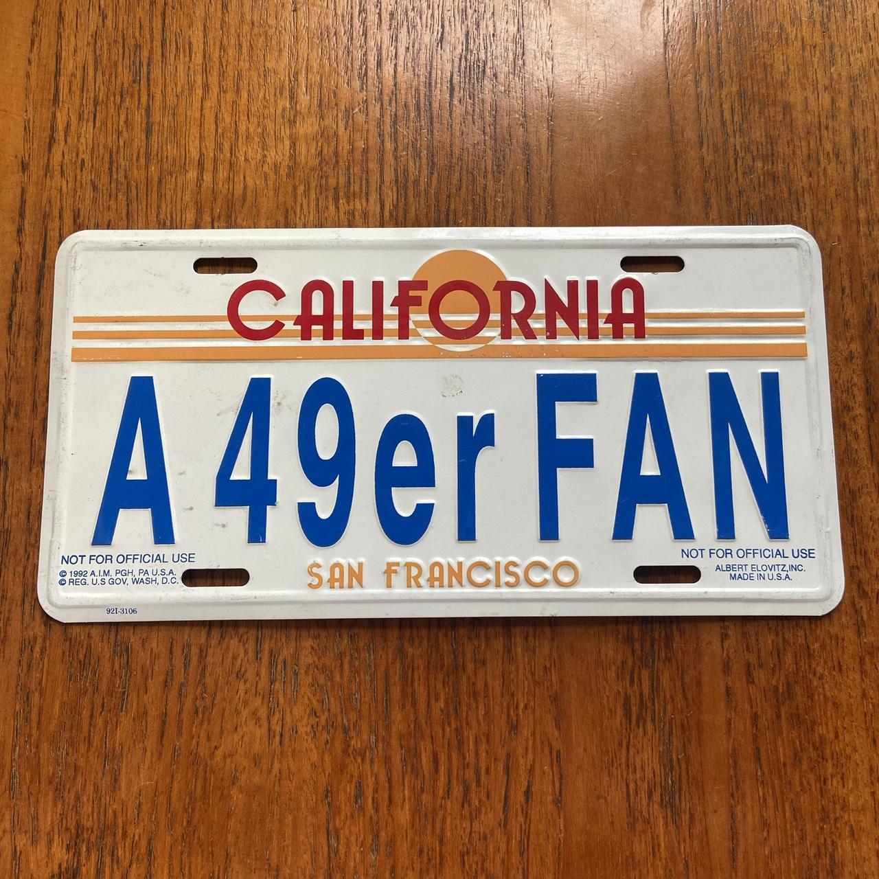 Vintage 90s USA San Francisco 49ers NFL California American license plate