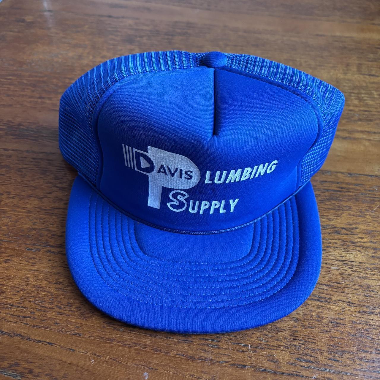 Vintage 90s USA Davis plumbing supply construction workwear trucker cap