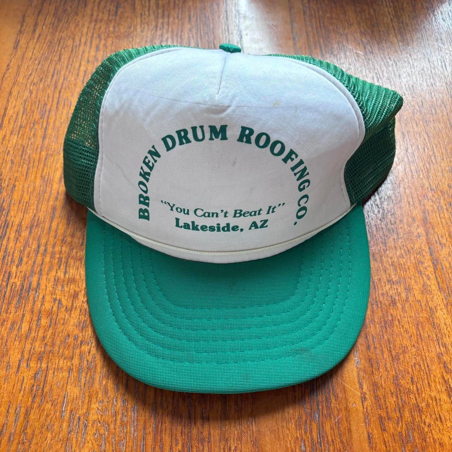 Vintage 90s USA Broken Drum roofing company Arizona construction trucker cap