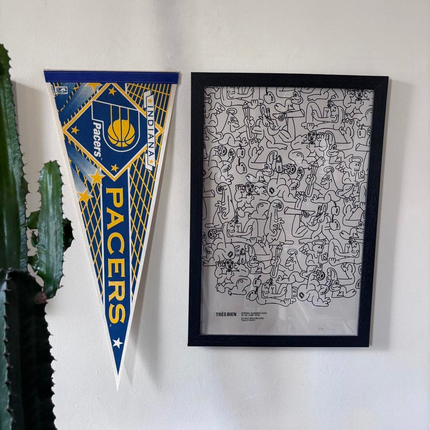 Vintage 90s USA Indiana Pacers NBA basketball felt pennant