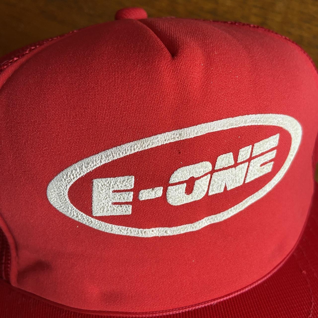 Vintage 90s USA E-One vehicle fire and rescue automobile graphic trucker cap