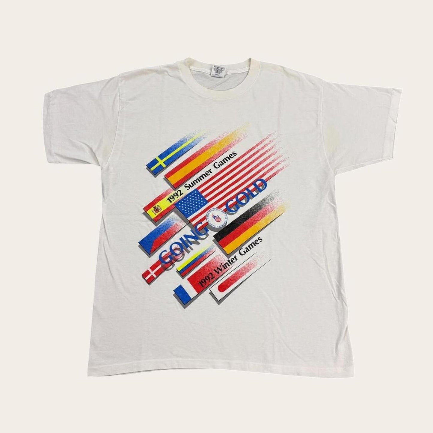 Vintage 90s Olympics summer winter games athletics Barcelona Lillehammer t-shirt