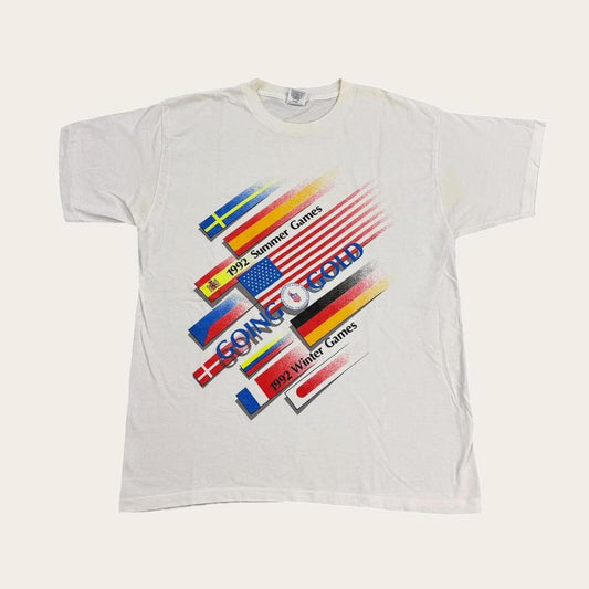 Vintage 90s Olympics summer winter games athletics Barcelona Lillehammer t-shirt